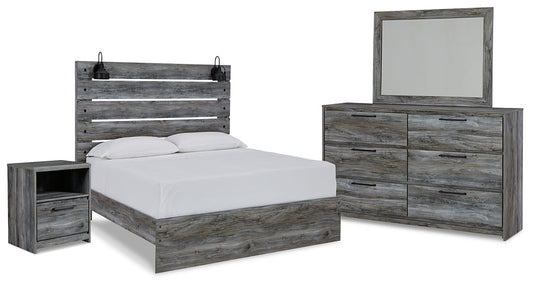 Baystorm Queen Panel Bed with Mirrored Dresser and Nightstand Friendly Rentals Rent Furniture & Appliances Locations in Douglas, Fitzgerald, and Waycross