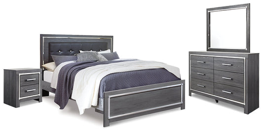 Lodanna King Panel Bed with Mirrored Dresser and Nightstand Friendly Rentals Rent Furniture & Appliances Locations in Douglas, Fitzgerald, and Waycross