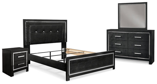 Kaydell Queen Upholstered Panel Bed with Mirrored Dresser and Nightstand Friendly Rentals Rent Furniture & Appliances Locations in Douglas, Fitzgerald, and Waycross