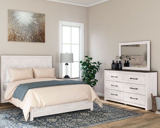 Gerridan Queen Panel Bed with Mirrored Dresser and Nightstand Friendly Rentals Rent Furniture & Appliances Locations in Douglas, Fitzgerald, and Waycross